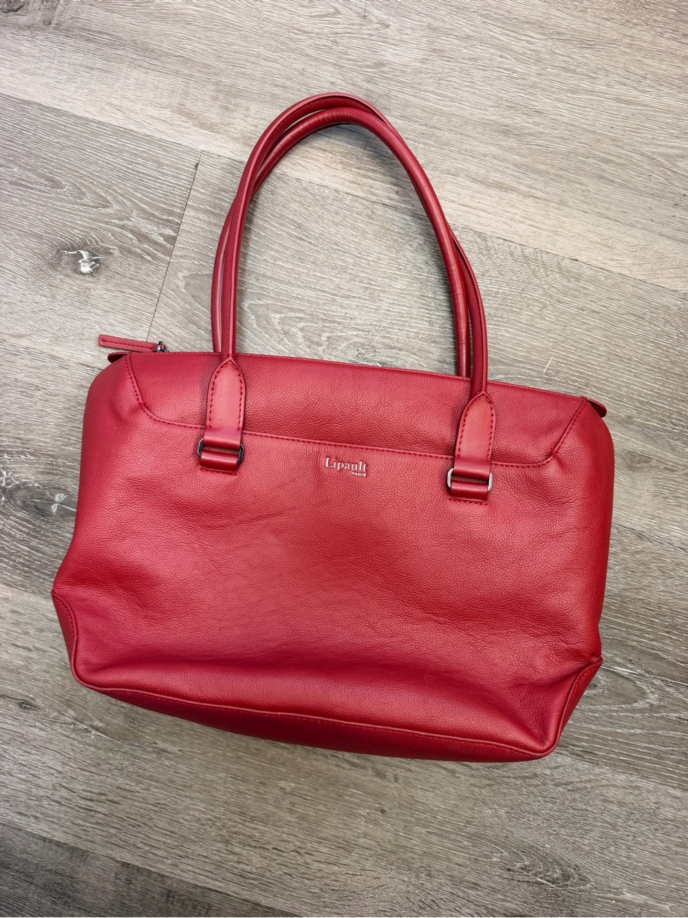 Lipault Red Leatherette Top-Handle Tote